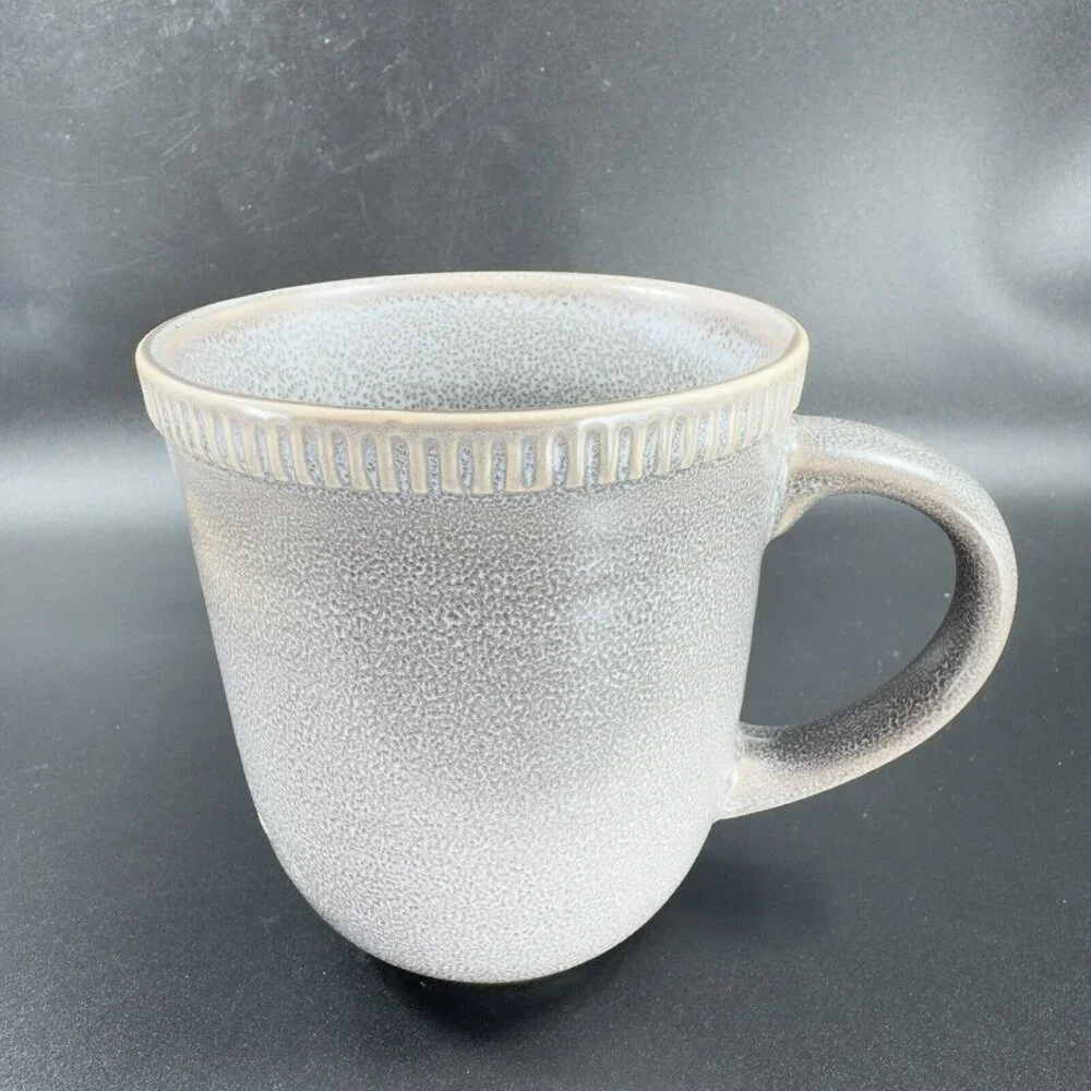 Pier 1 Easton Charcoal Gray Stoneware Coffee‎ Mug Cup Set 2 Mugs Cups Ceramic